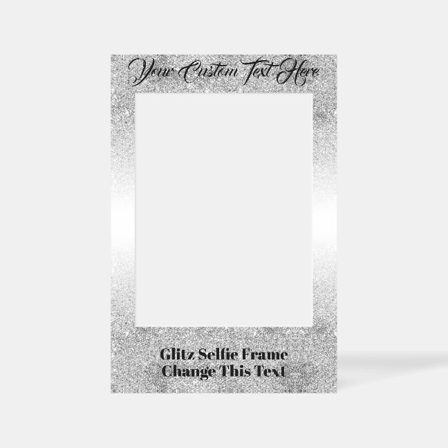 Printed sparkle effect Bling Silver Photo Selfie Frame