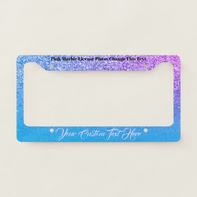 Printed sparkle effect purple luxurious glitz license plate frame