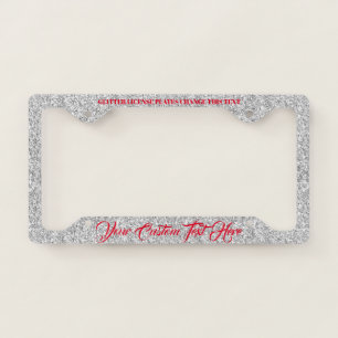 printed sparkle effect Red Name Boss Jewelry License Plate Frame