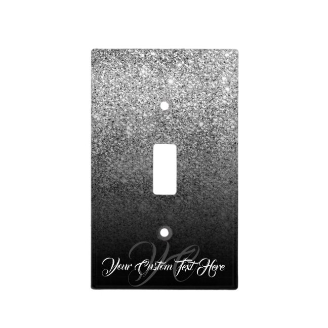 printed sparkle effect Silver Glam Glitz Luminous Light Switch Cover