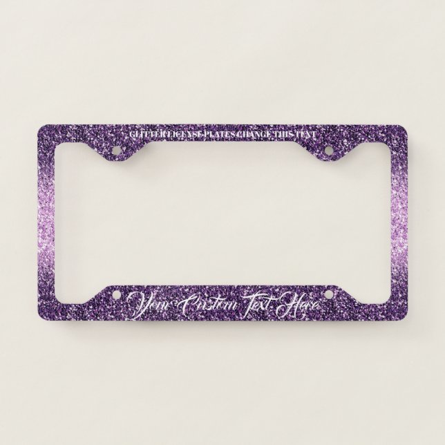 Printed sparkle effectBling Glitter purple pink License Plate Frame (Front)