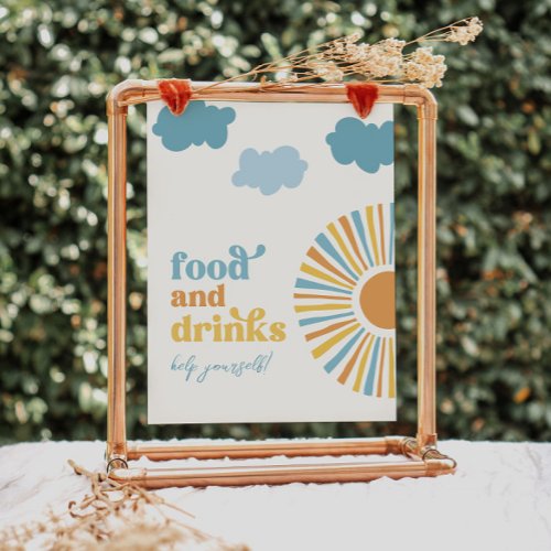 Printed Sun Party Food and Drinks Sign