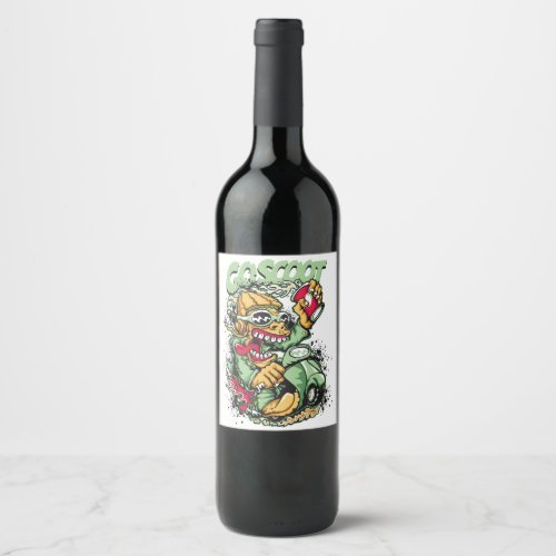 Printed T_shirt Scooter Motorcycle graffiti Wine Label