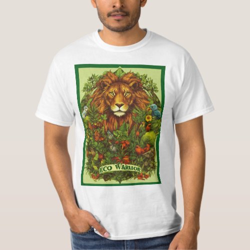 Printed t_shirt with great king of the jungal