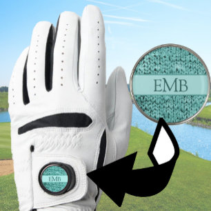 Printed Teal Knit Design Custom Monogram Ladies Golf Glove