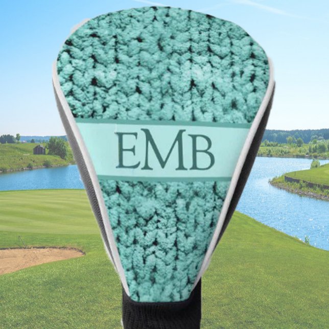 Printed Teal Knit Design Custom Monogram Ladies Golf Head Cover (Creator Uploaded)