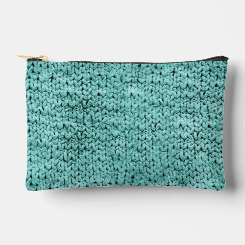 Printed Teal Knit Pattern Makeup Bag