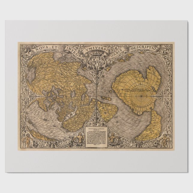 Printed Vintage Map Wrapping Paper (Flat)