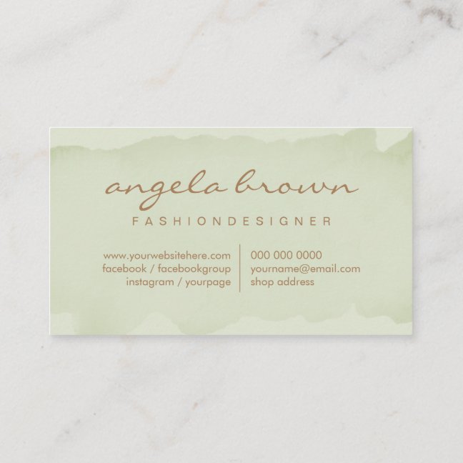 Printed Watercolor Texture Green Business Card