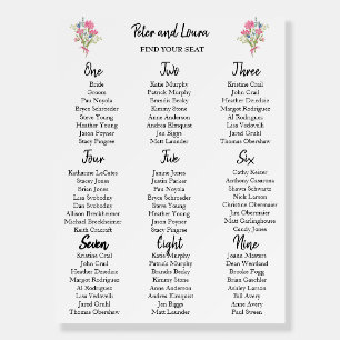 Printed Wedding Seating Chart Personalized Foam Board