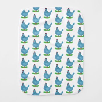 Printed With A Charming Blue Chickens Design Baby Burp Cloth by alise_art at Zazzle