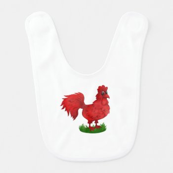 Printed With A Charming Red Junglefowl Baby Bib by alise_art at Zazzle