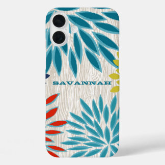 Printed Wood StarBurst Flower Personalized iPhone 16 Plus Case
