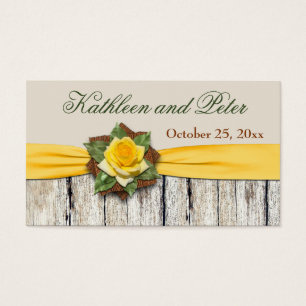 PRINTED Yellow Rose, Ribbon, Burlap Favor Tag