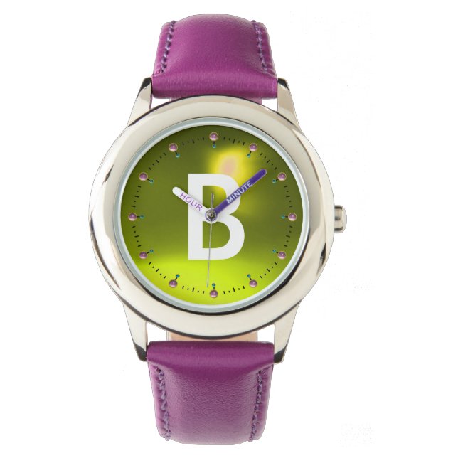 PRINTED YELLOW TOPAZ GEMSTONE MONOGRAM WATCH (Front)