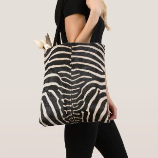 Printed Zebra Hide Tote Bag, Black/Ivory
