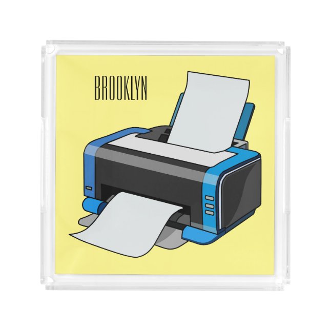 Printer cartoon illustration acrylic tray (Front)