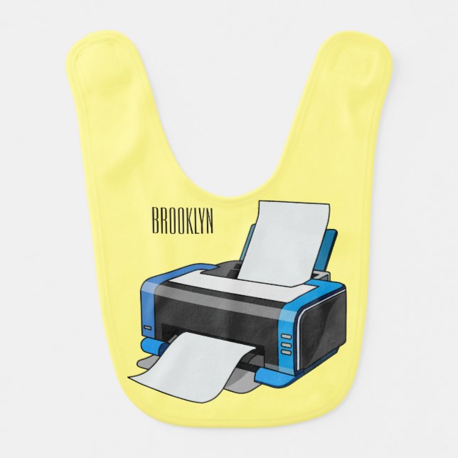 Printer cartoon illustration baby bib (Front)