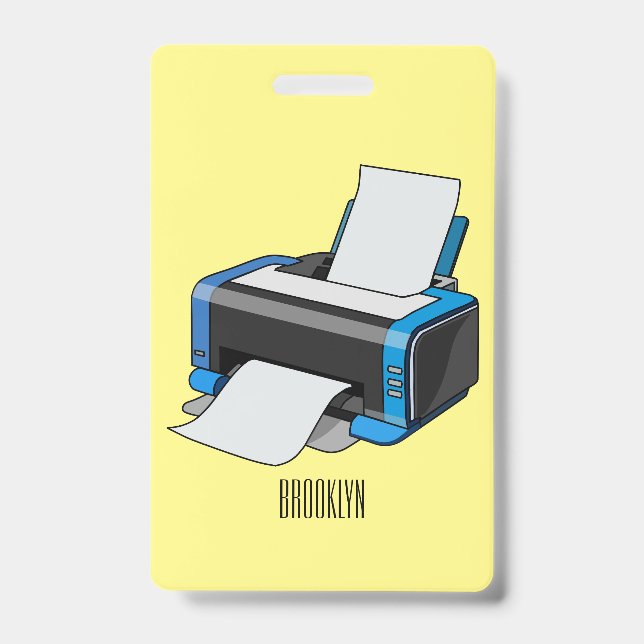 Printer cartoon illustration badge (Front)