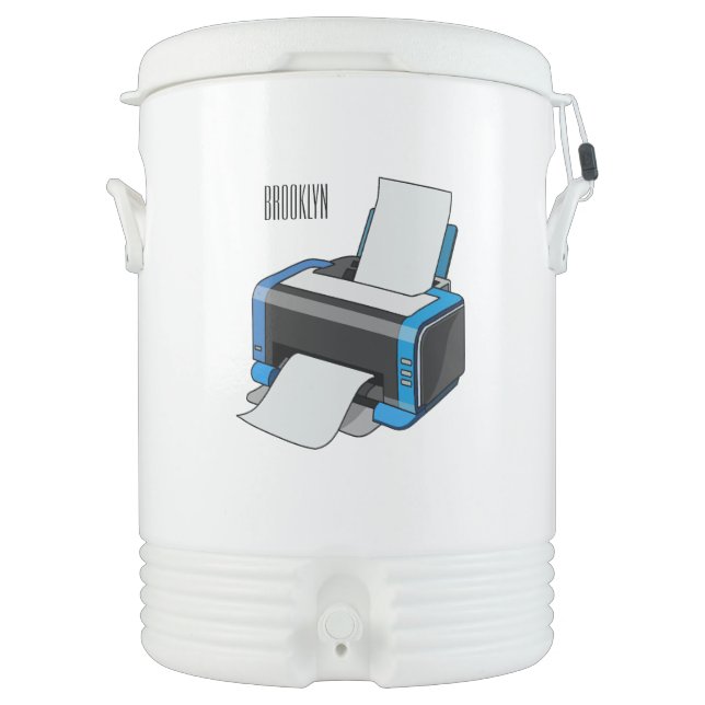Printer cartoon illustration beverage cooler (Front)