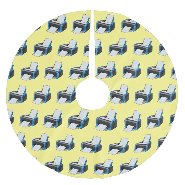 Printer cartoon illustration brushed polyester tree skirt (Front)