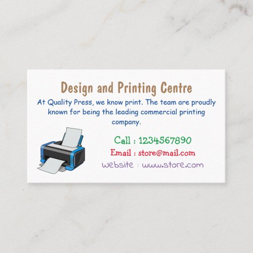 Printer cartoon illustration business card