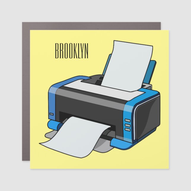 Printer cartoon illustration car magnet (Front)