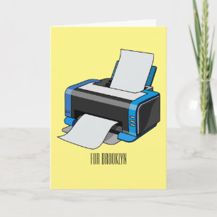 Printer cartoon illustration card