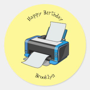 Printer cartoon illustration classic round sticker