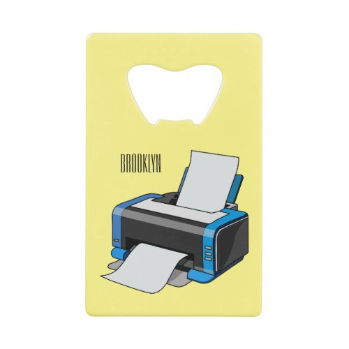 Printer cartoon illustration credit card bottle opener