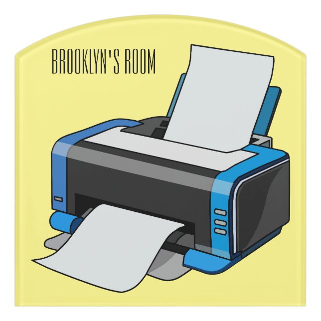 Printer cartoon illustration door sign (Contour Front)