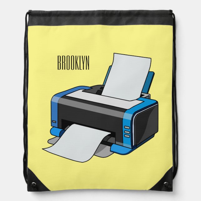 Printer cartoon illustration drawstring bag (Front)