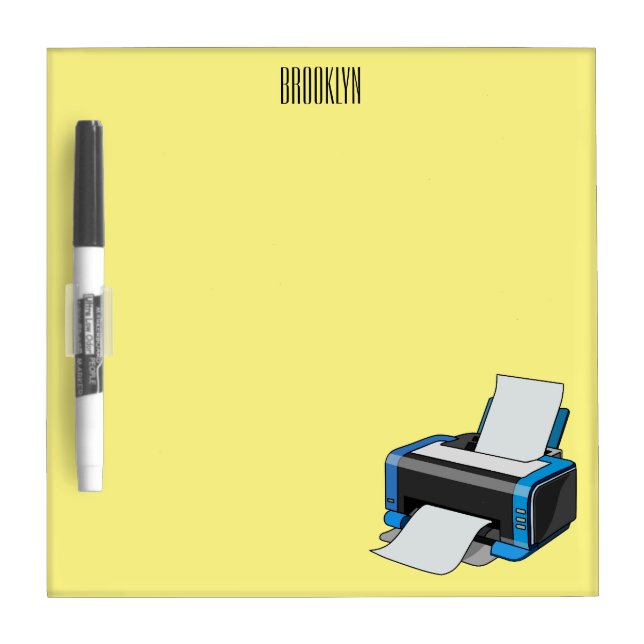 Printer cartoon illustration dry erase board (Front)