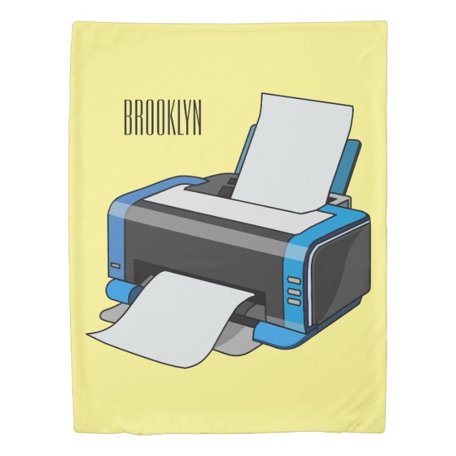 Printer cartoon illustration duvet cover (Front)
