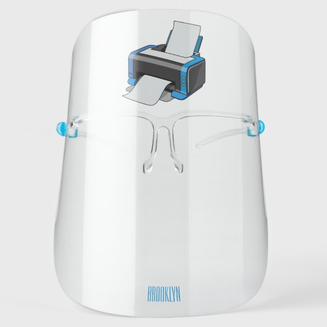 Printer cartoon illustration face shield (Front)
