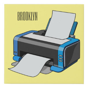 Printer cartoon illustration faux canvas print