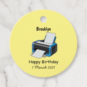 Printer cartoon illustration favor tags