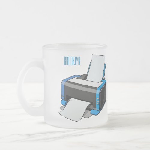 Printer cartoon illustration frosted glass coffee mug