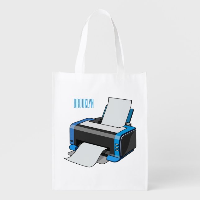 Printer cartoon illustration grocery bag (Front)