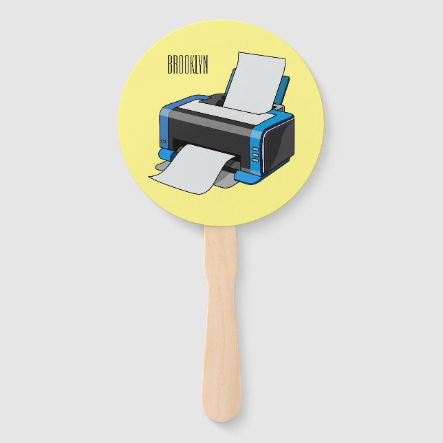 Printer cartoon illustration hand fan (Front)