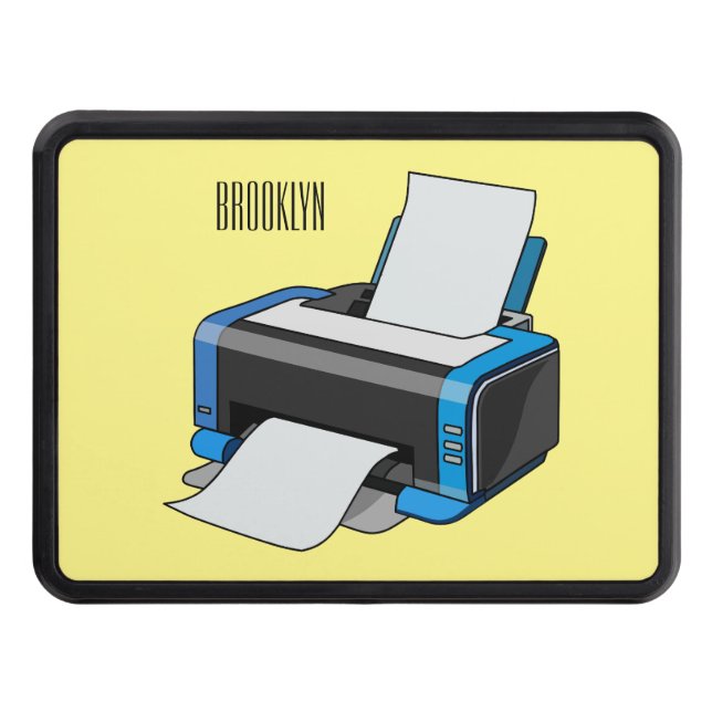Printer cartoon illustration hitch cover (Front)