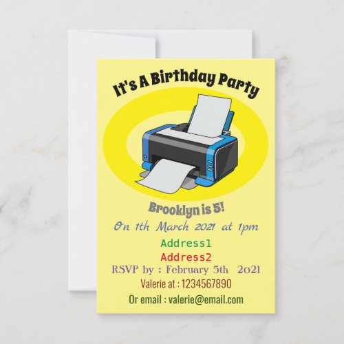 Printer cartoon illustration invitation