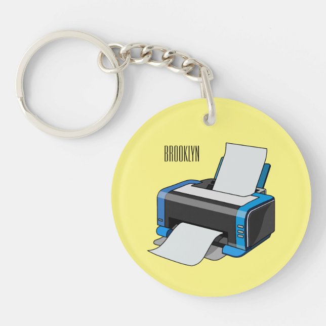 Printer cartoon illustration keychain (Front)