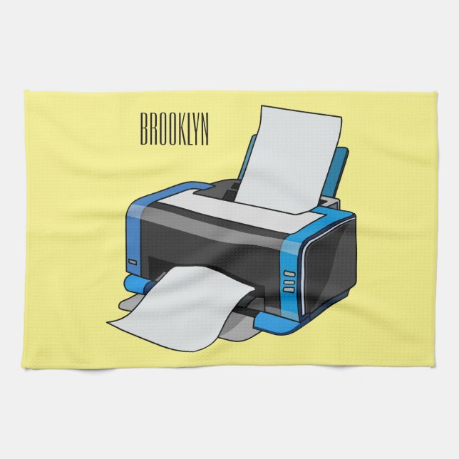 Printer cartoon illustration kitchen towel (Horizontal)