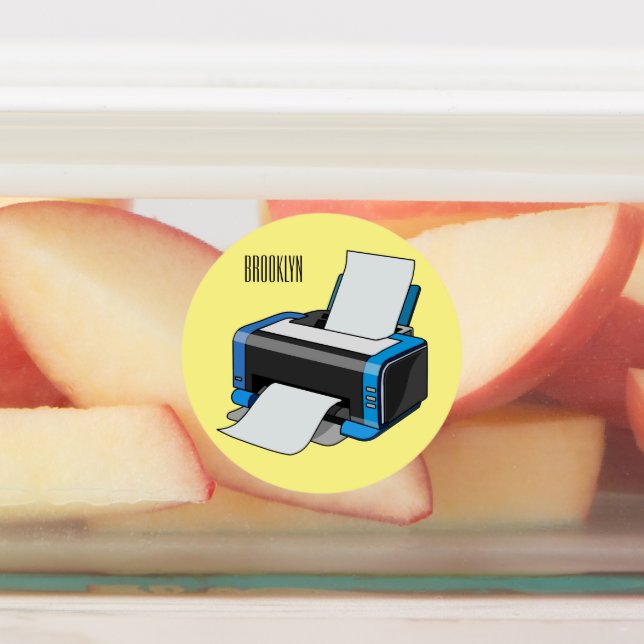 Printer cartoon illustration labels (Affixed)