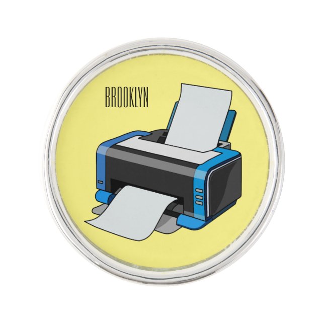 Printer cartoon illustration lapel pin (Front)