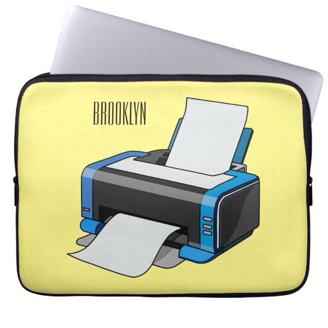 Printer cartoon illustration laptop sleeve (Front)