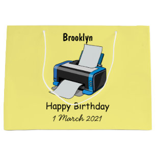 Printer cartoon illustration large gift bag