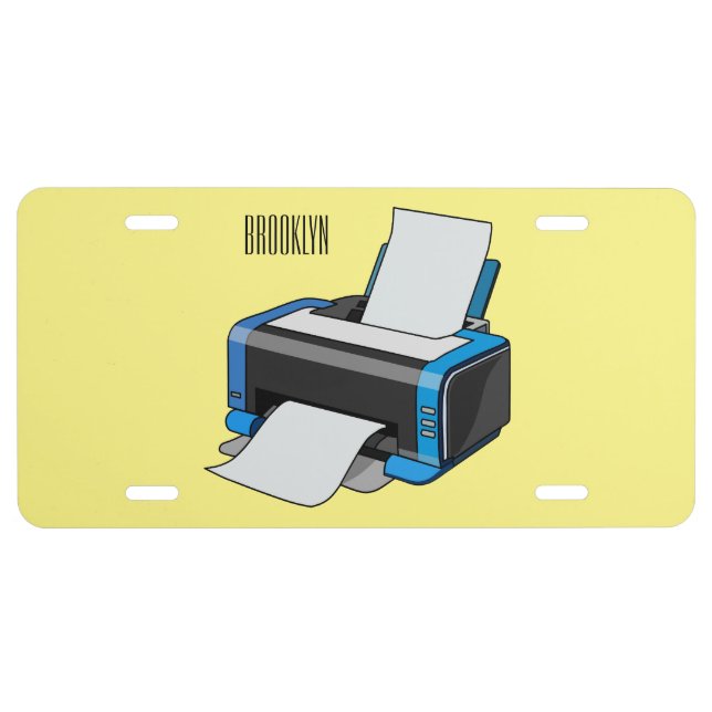 Printer cartoon illustration license plate (Front)