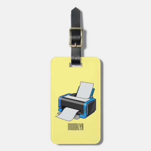 Printer cartoon illustration luggage tag